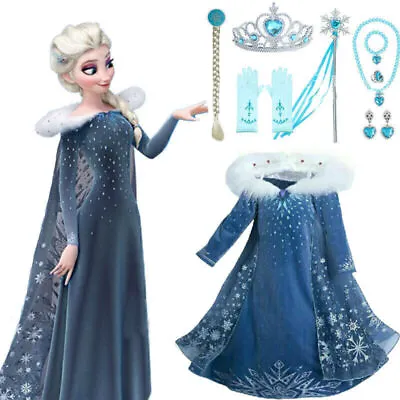 Frozen Elsa Dress Up Girls Fancy Cosplay Kids Costume Party Outfit For Kid Gifts • £8.52