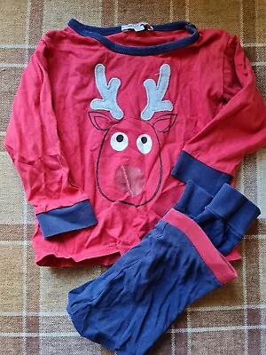 £4 • Buy Blue Zoo Red & Navy Reindeer Christmas Pyjamas Size 12-18 Months