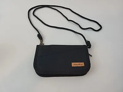 Crossbody Eddie Bauer Travel Wallet Small Compact Black With Leather Patch • $12.99