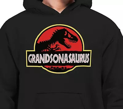 £14.99 • Buy Grandsonasaurus Logo Hoodie Grandson Grandchild Grandad Grandma Dinosaur TRex