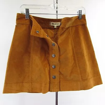 Madewell Yellow Mini Skirt Size 2 Velvet Full Snap Front Short NEW • $26.87