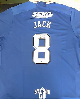 £125 • Buy Ryan Jack Hand Signed Rangers 22/23 Home Shirt With COA