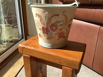 Vintage Hand Painted Galvanised Small Bucket • £15