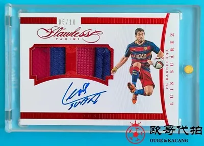 2015-16 Panini Flawless Barcelona Luis Suárez Match-worn Dual Patch Auto 5/10 • $1999