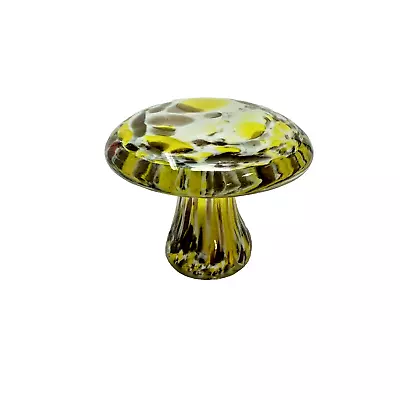 VINTAGE MURANO ? Gorgeous Handblown Glass Mushroom Yellow Sparkle • $38.88