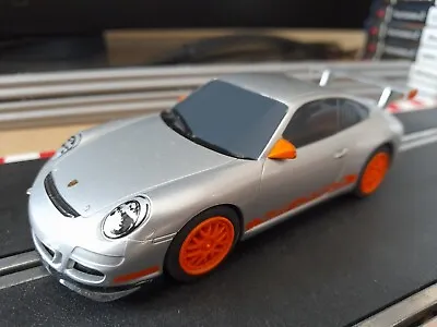 Scalextric Porsche 997 GT3RS  Silver Race Car 1:32 Great Condition • £24