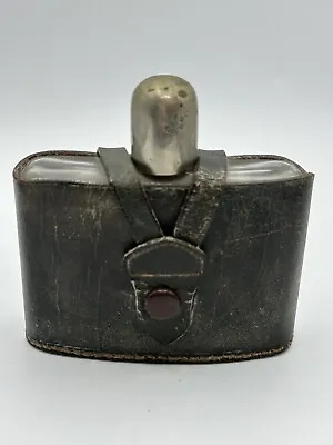 Vintage Leather Covered Glass Hip Flask • $22