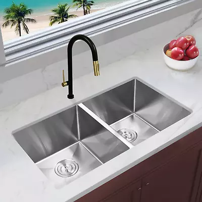 KBFmore 31  Tight Radius Undermount Double Bowl  Stainless Steel Kitchen Sink • $159.99