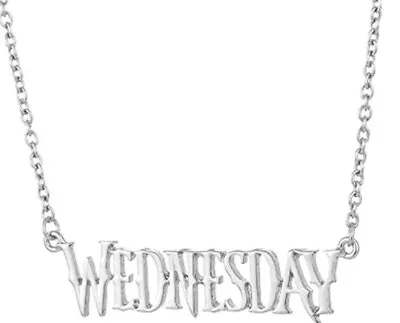 Wednesday Name Necklace With Gift Bag Silver Tone Wednesday Addams T.V Series • £4.95