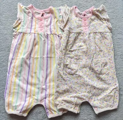 £0.99 • Buy Baby Girls Set Of Playsuits Rainbow 3-6 Months