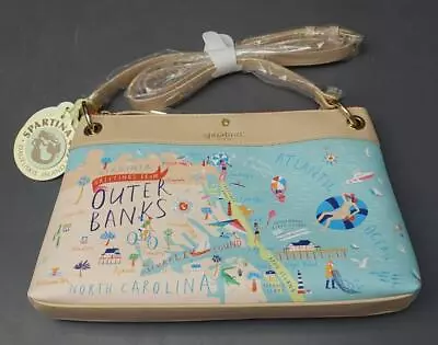 Spartina 449 Outer Banks North Carolina Map Crossbody Handbag Tan/Blue New • $69.99