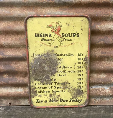 Authentic Vintage Heinz Soup Metal Sign 15 Cent Menu Sign Advertising 13x19 • $289