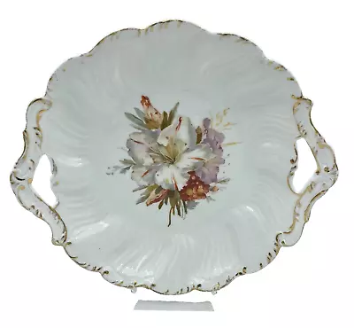 Vintage C.T. Germany Porcelain Serving Bowl 2 Handles Floral Gold Gilt • $19.99
