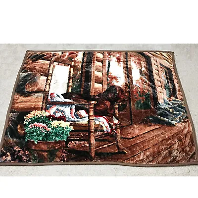 Birchwood Trading Dog Labrador Mountain Cabin Large Fleece Throw Blanket 60X80 • $29.99