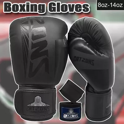 Boxing Gloves MMA Muay Thai Boxing Mitts Black Kickboxing Sparring Glove AU • $35.66