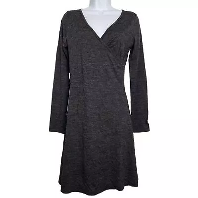 Prana Nadia Wrap Dress Women’s Small Grey Wool Blend Long Sleeve V Neck • $24.99