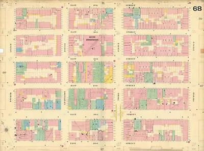 Sanborn NYC #68 Manhattan Midtown Kips Bay NoMad Rose Hill Gramercy 1899 Map • £170