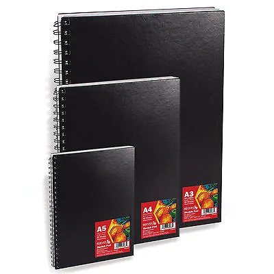 Reeves Hardback Sketch Books - Spiral Bound Black Cover  A5 Or A4 Or A3 MULTIBUY • £7.99