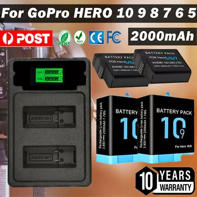 2x 2000mAh Rechargeable Battery Or Dual Charger For  10 9 8 7 6 5 CAM • $39.99