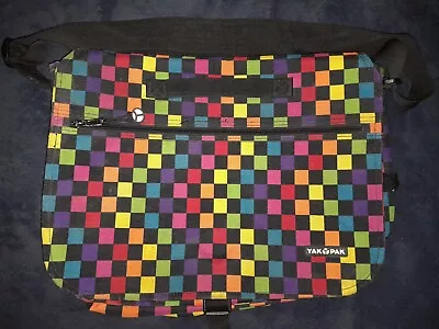 Yak Pak Checkerboard Crossbody Messenger Bag Multi-Color Large Durable School • $39