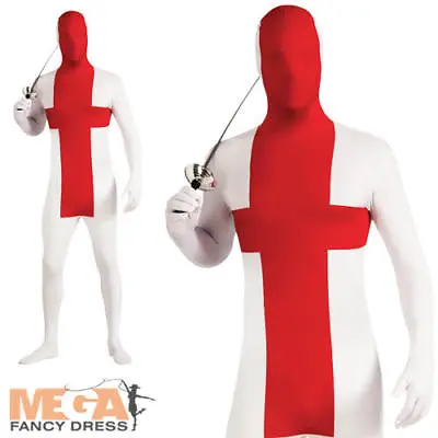 English Flag 2nd Skin Lycra Bodysuit Adults Fancy Dress World Cup Mens Costumne  • £22.99