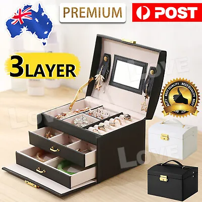 $24.85 • Buy Jewellery Box Organizer Case Holder Storage Earring Ring Jewelry Display Leather