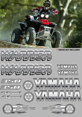 Warrior Yamaha Decal White/Silver Full Color Sticker Graphic 14pc ATV QUAD 350 • $35.99