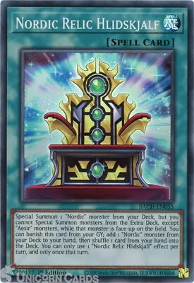 BACH-EN055 Nordic Relic Hlidskjalf Super Rare 1st Edition Mint YuGiOh Card • £0.99