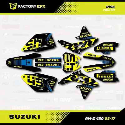 Blk Yellow Blue Rise Racing Graphics Kit Fit 08-17 Suzuki RMZ450 Sticker RMZ 450 • $69.99