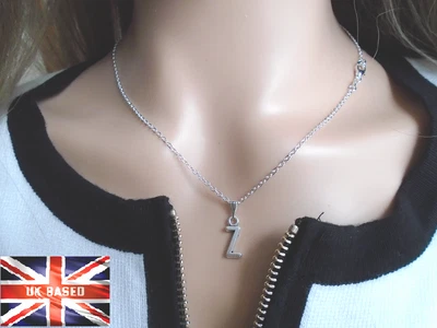 £3.30 • Buy Letter Initial Alphabet A-Z Personalized 925 Silver Plated Chain Necklace UK