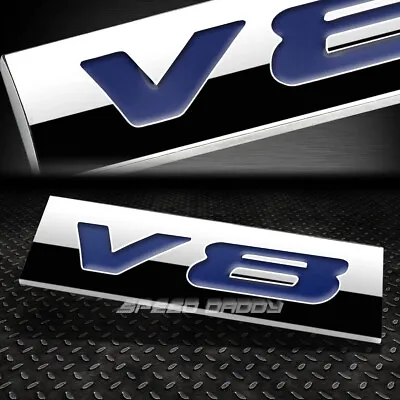 $5.25 • Buy 3m Metal Grill Trunk Emblem Decal Logo Trim Badge Polished Blue Lettering V8