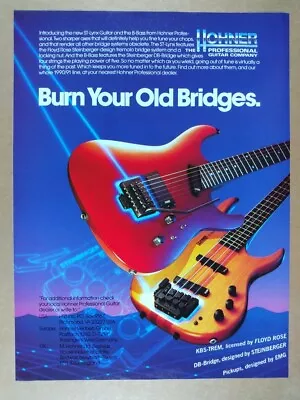 1990 Hohner ST-Lynx & B-Bass Guitars Vintage Print Ad • $9.99