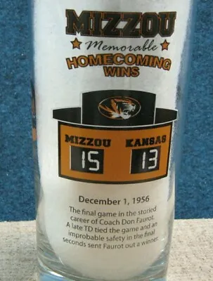  2011 Mizzou Tigers Football Drink Glass 1956 Homecoming Vs Kansas  MFA Oil • $15