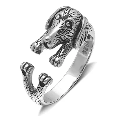 Dachshund Weiner Dog Sterling Silver Women Wrap Ring Adjustable Ginger Lyne C... • $23.99