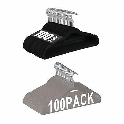 100/200/300/400 Pack Velvet Hangers Flocked Non-Slip Clothes Hangers Swivel Hook • $117.58