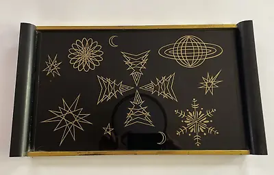 Atomic Age Black And Gold Drink Tray • $36