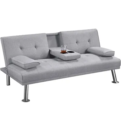 Convertible Modern Sofa Bed 3 Seater Cup Holder Click Clack Recliner Settee • £169.99
