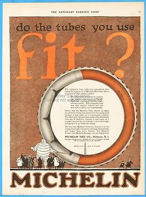1919 Michelin Man Bibendum Vintage Print Ad Milltown NJ Car Balloon Tire Tubes • $16.79