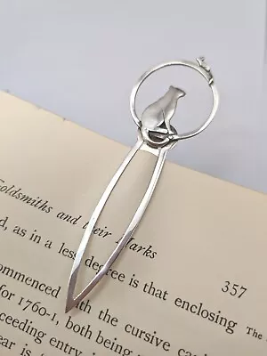Vintage Solid Silver Cat & Mouse Miniature Bookmark. • £46