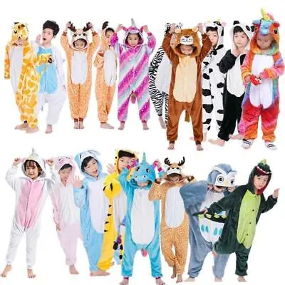 Kigurumi Kid Cat Animal Cosplay Pajamas Children Costume Girl Jumspuit Boys • $28.30