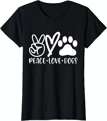 Funny Pets Retro Vintage Peace Love Dog Design Ladies' Crewneck T-Shirt • $21.99