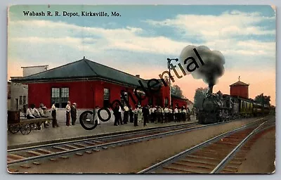 Wabash RR Station Depot & Steam Locomotive At Kirksville MO Missouri J409 • $19.99