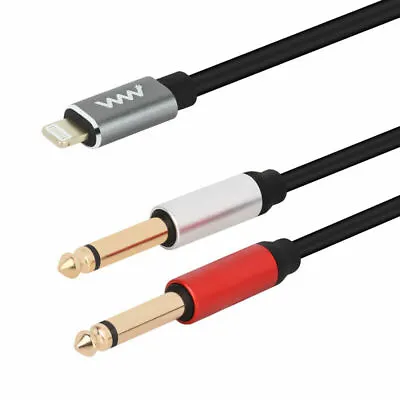 8-pin To 6.35mm Jack X 2 Audio Cable For IPhone / IPad To Amplifier Mixer 3M • £14.99