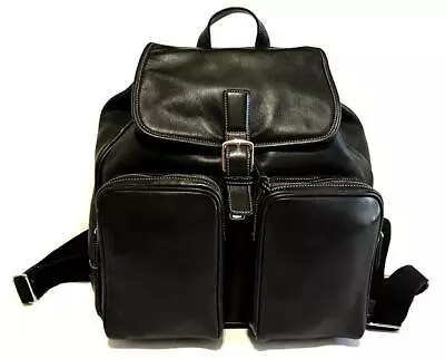 NICE Coach Vtg BLK Classic Retro Leather Luggage LG Duffle Travel Backpack Bag • $329.99