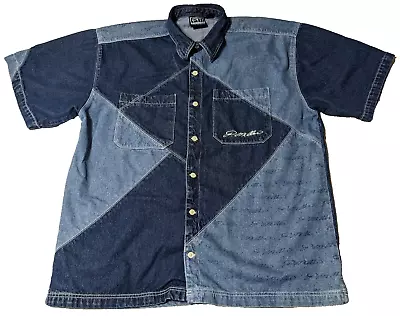 VTG P. Miller Men 2XL Signature Patchwork Heavyweight Denim Button-Up Shirt • $55.99