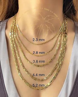 2.3-5.2mm Mirror Shiny Valentino Link Chain Fashion Necklace 14K Yellow Gold • $403.70