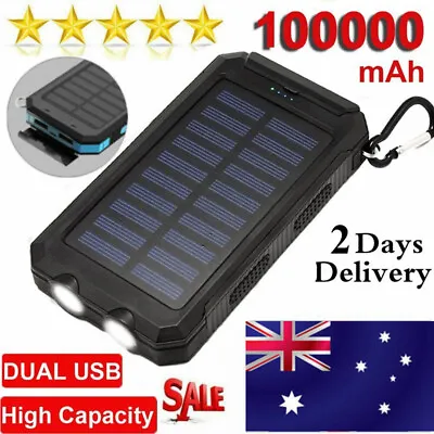 $27.69 • Buy 2023 Super Solar Power Bank 100000mAh Dual USB Portable Charger For Cell Phone