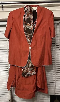 Jacques Vert Terracotta Jacket And Blouse UK 20 And Skirt UK 22 Occasional Suit • £20