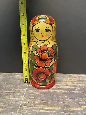 Vintage Russian Nesting Babushka Matryoshka Hand Paint Wooden Dolls Set 5 Piece • $25