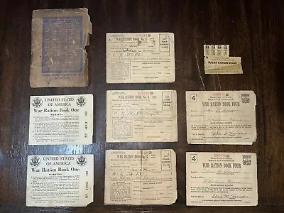 Vtg 1940s WW2 Ration Books & Processed Food Coupon W/Unused Stamps Federal Bread • $30